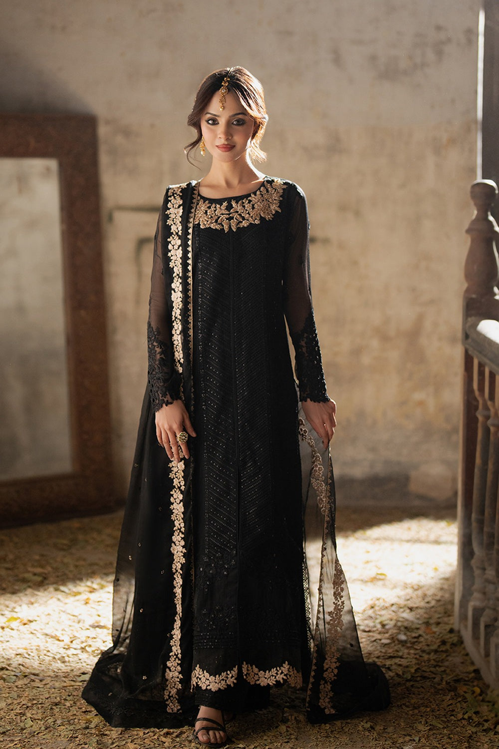 AZURE NEW JET BLACK LUXURY CHIFFON COLLECTION| UNSTITCHED MASTER REPLICA| TOP PAKISTANI DRESS BY SHAEBIZ