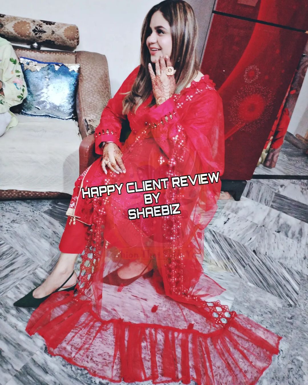 NUREH TERE SANG | RED LUXURY LAWN | UNSTITCH COLLECTION | BY SHAEBIZ