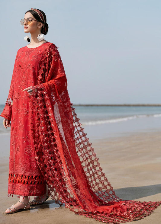 NUREH TERE SANG | RED LUXURY LAWN | UNSTITCH COLLECTION | BY SHAEBIZ
