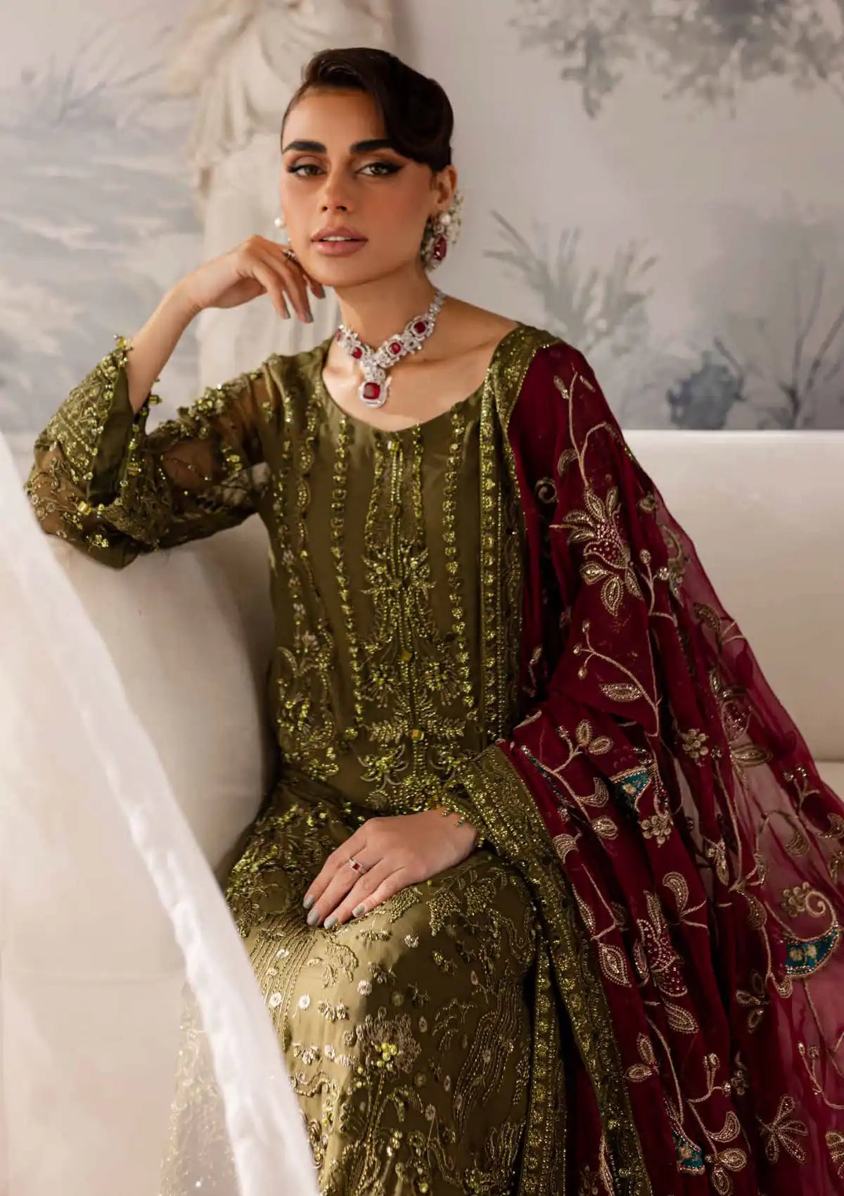 NUREH LATEST GREEN CHIFFON COLLECTION| SADAF KANWAL| MASTER REPLICA| TOP PAKISTANI DRESS BY SHAEBIZ
