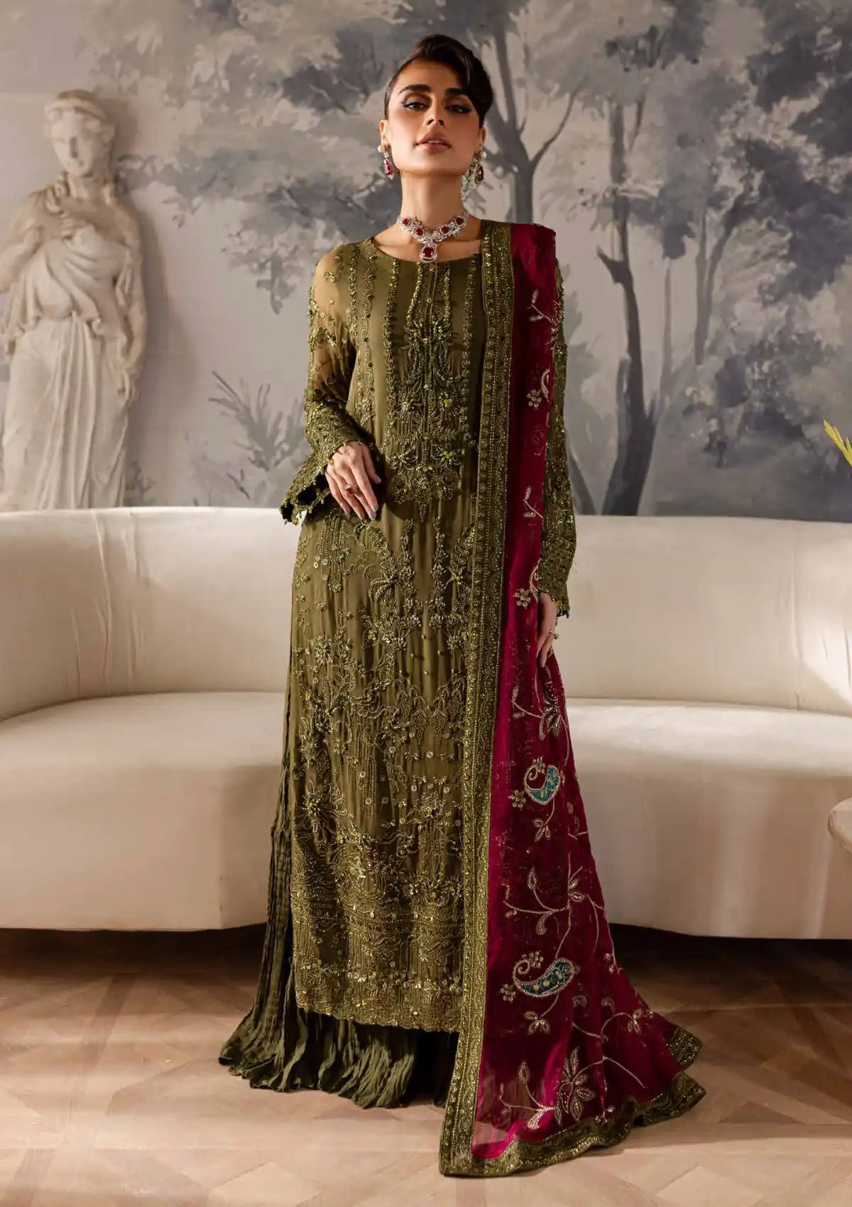 NUREH LATEST GREEN CHIFFON COLLECTION| SADAF KANWAL| MASTER REPLICA| TOP PAKISTANI DRESS BY SHAEBIZ
