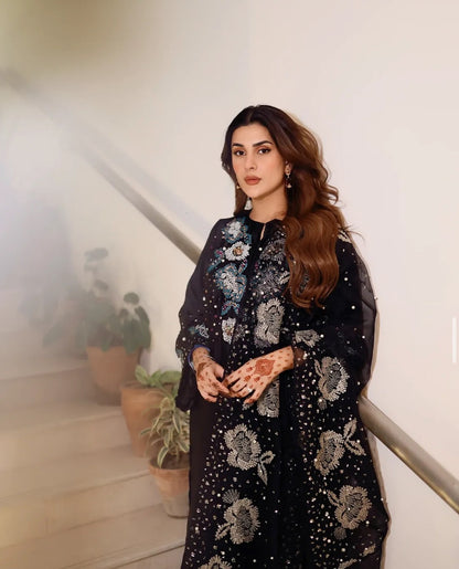 Black raw silk dress by shaebiz