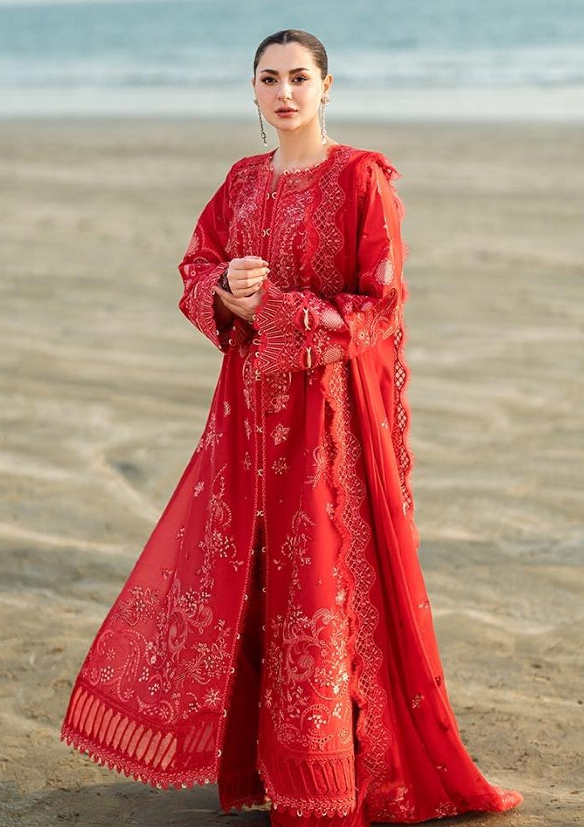 QALAMKAR SAHIL KINARE LUXURY LAWN|TOP PAKISTANI DRESS BY SHAEBIZ