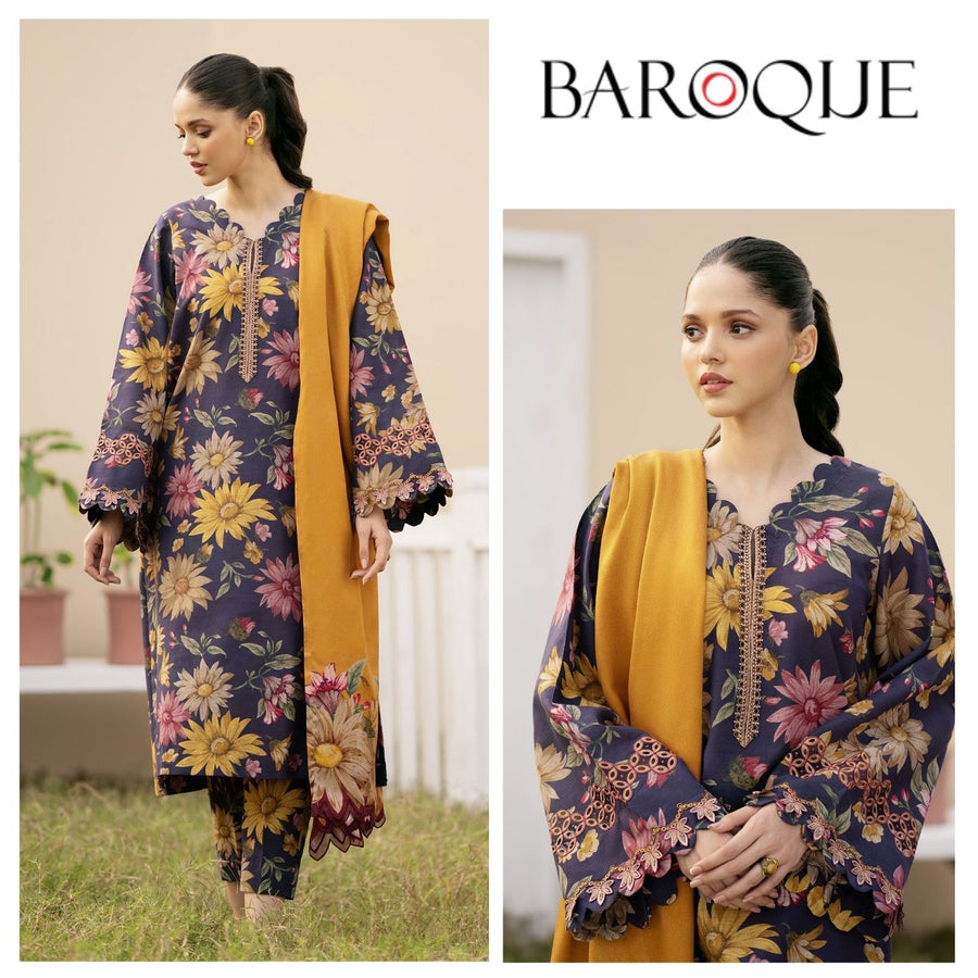 BAROQUELAWN COLLECTION| SUNFLOWER DIGITAL PRINT|TOP PAKISTANI DRESS BY SHAEBIZ •
