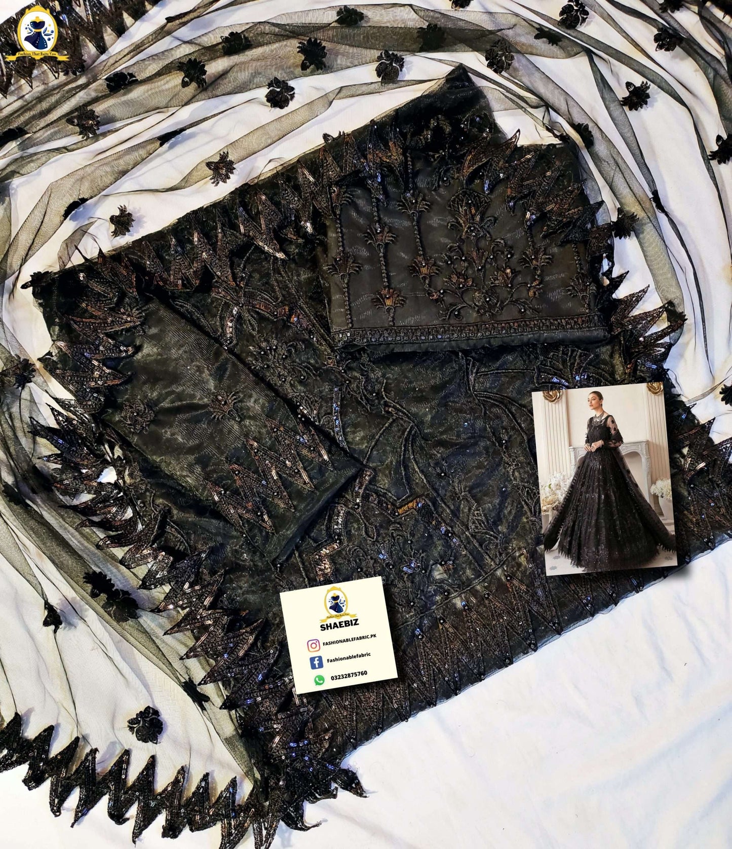 AKBER ASLAM BLACK MAXI