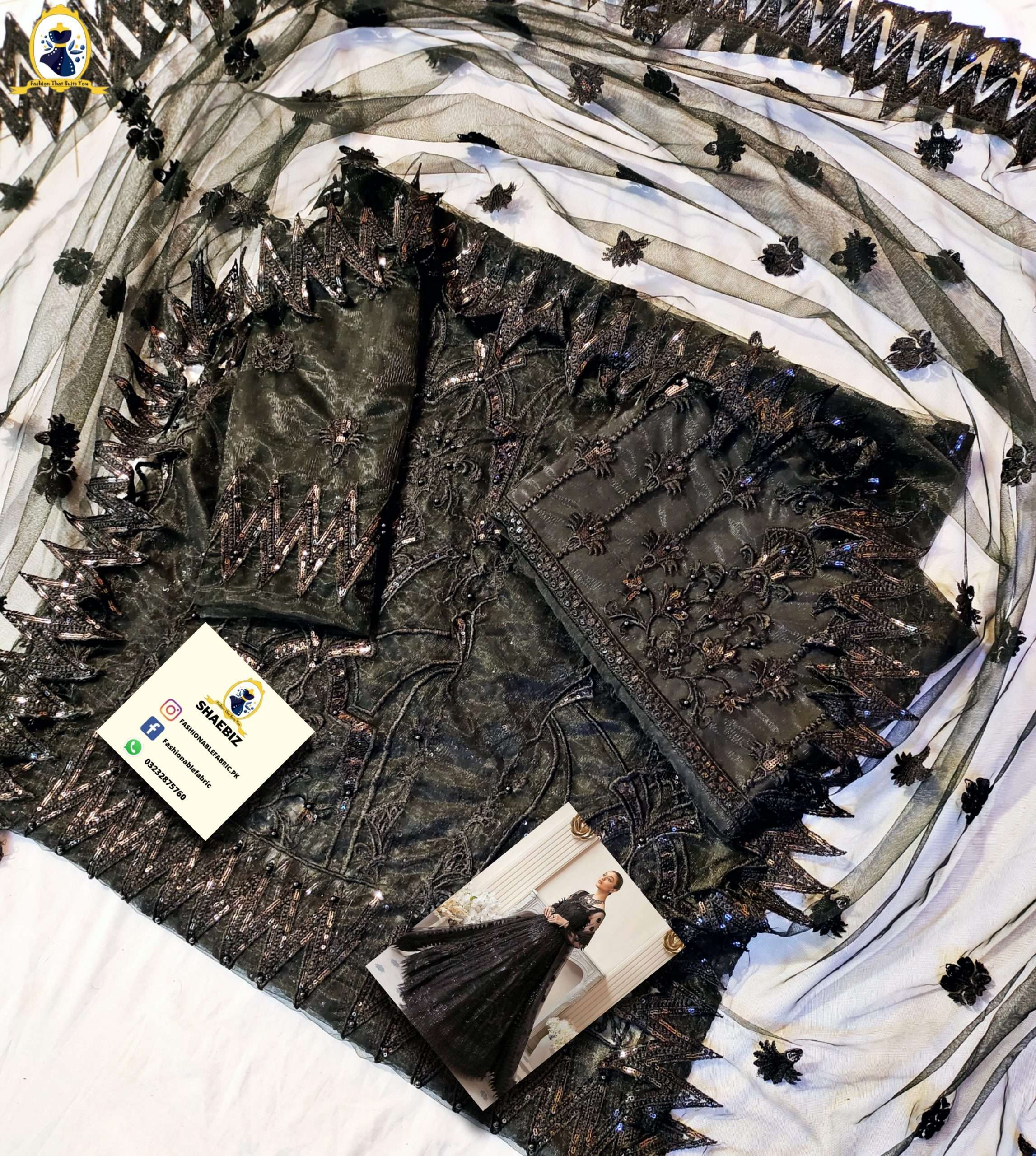 AKBER ASLAM BLACK MAXI