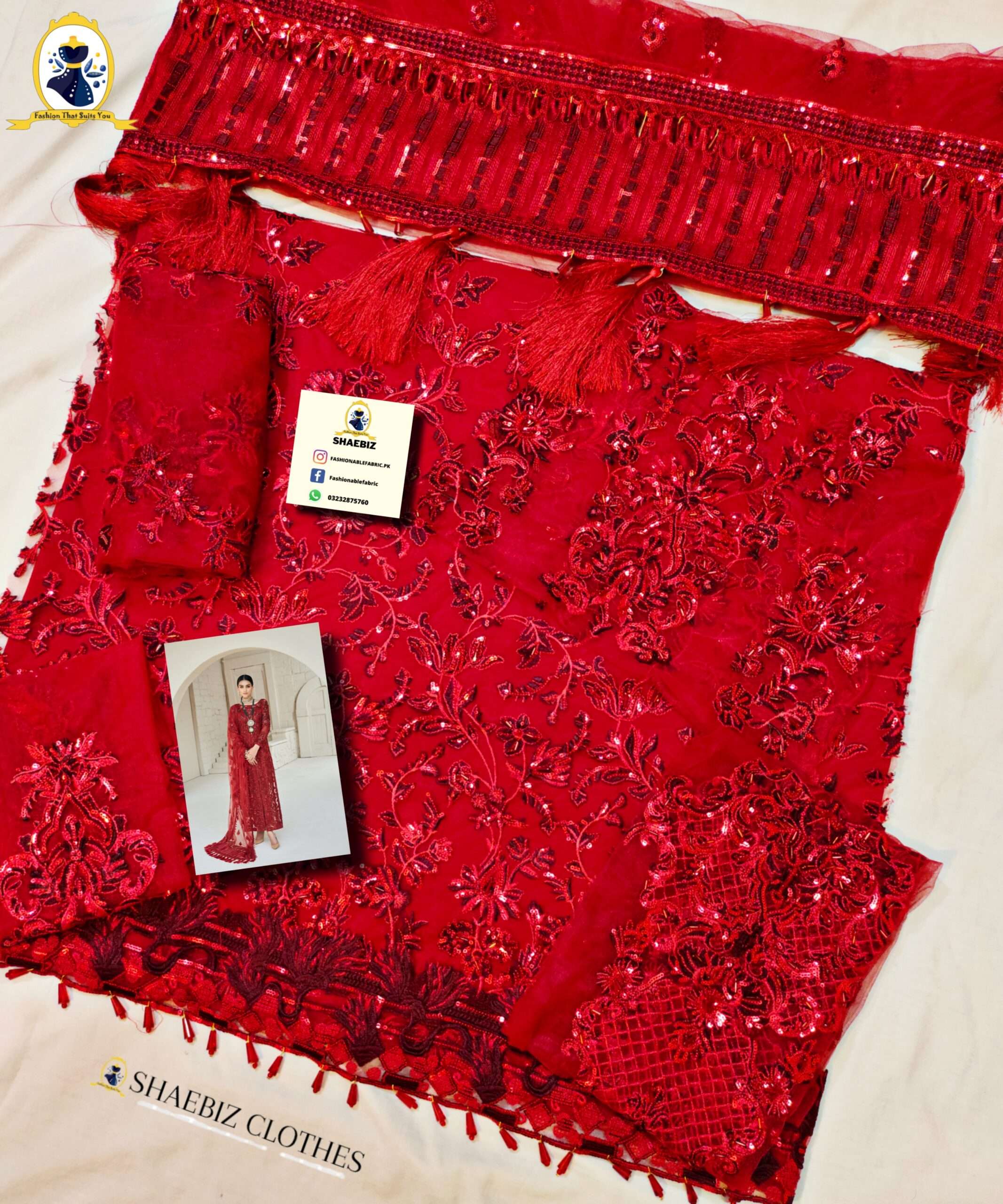 MARYAM HUSSAIN RED LUXURY PARTY WEAR (MH-RN21)