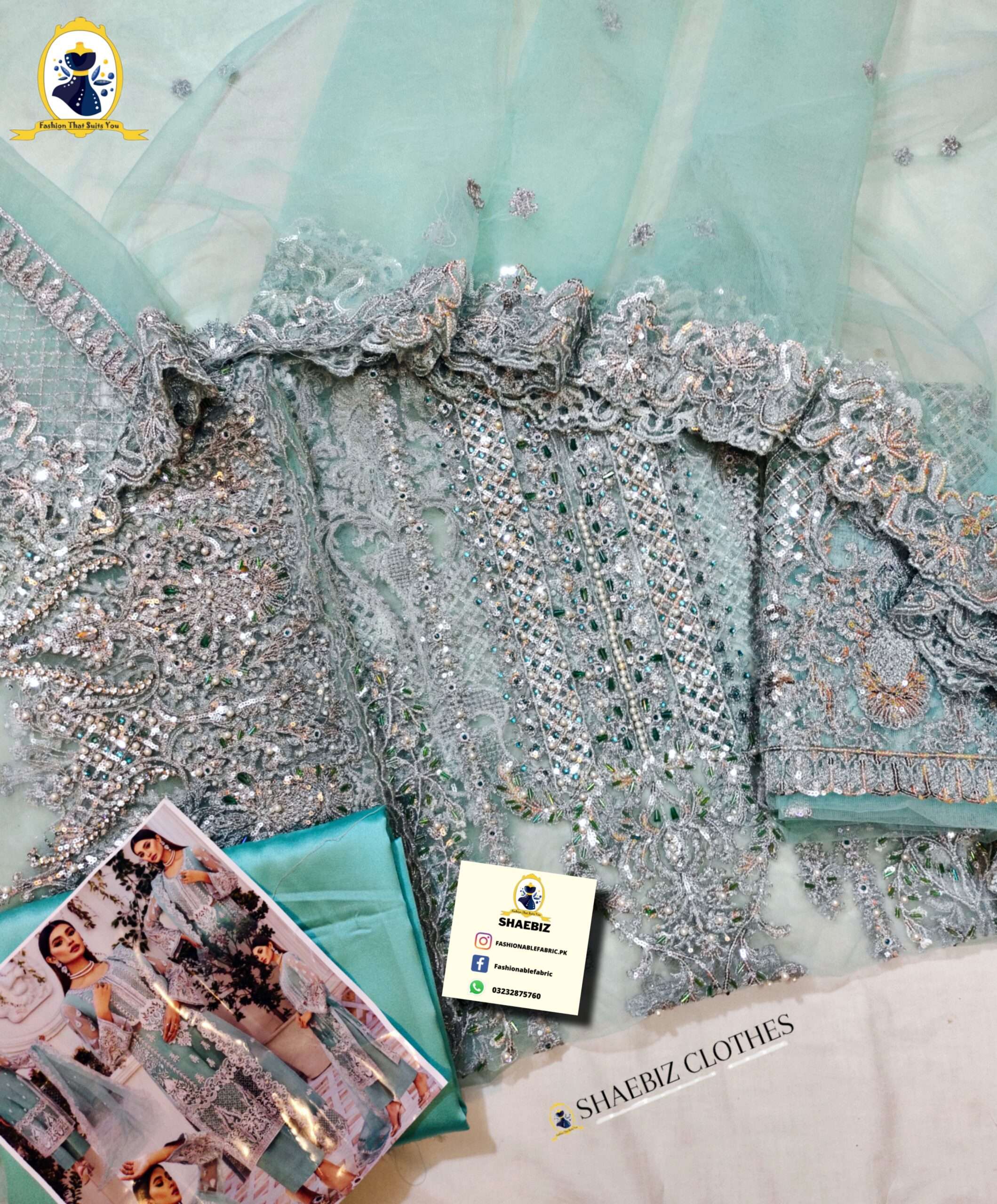 AKBER ASLAM MINT GREEN HEAVY ZARI(AK-MG22)