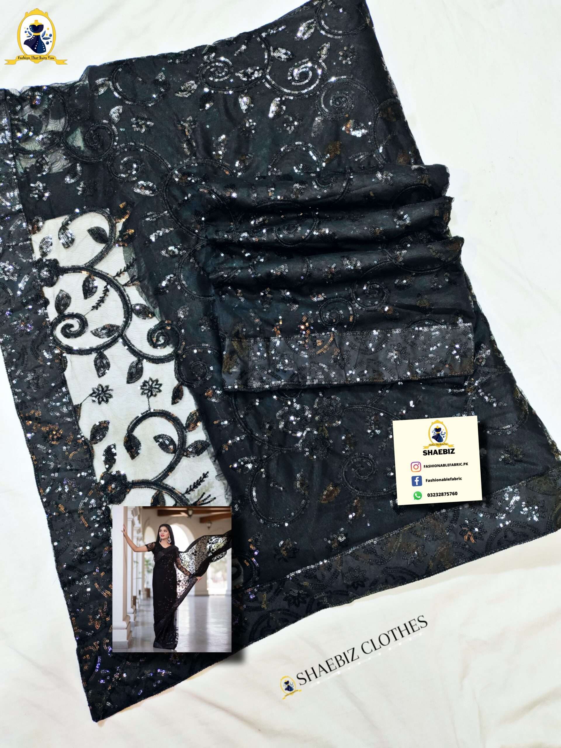 GUL-E-RANA BLACK SAREE (GR-BN22)