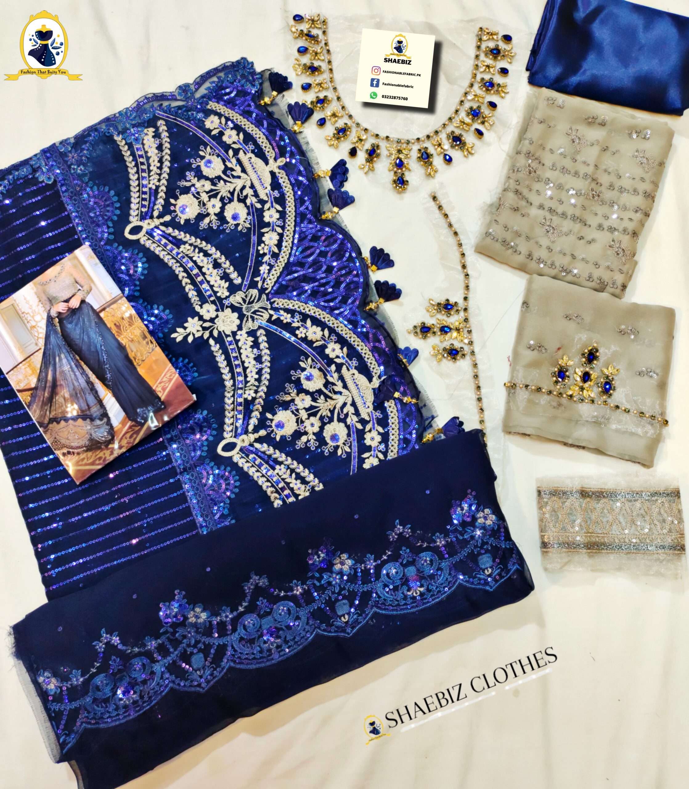 MARIA B BEAUTIFUL EMBROIDED SAREE (MB-SD4)