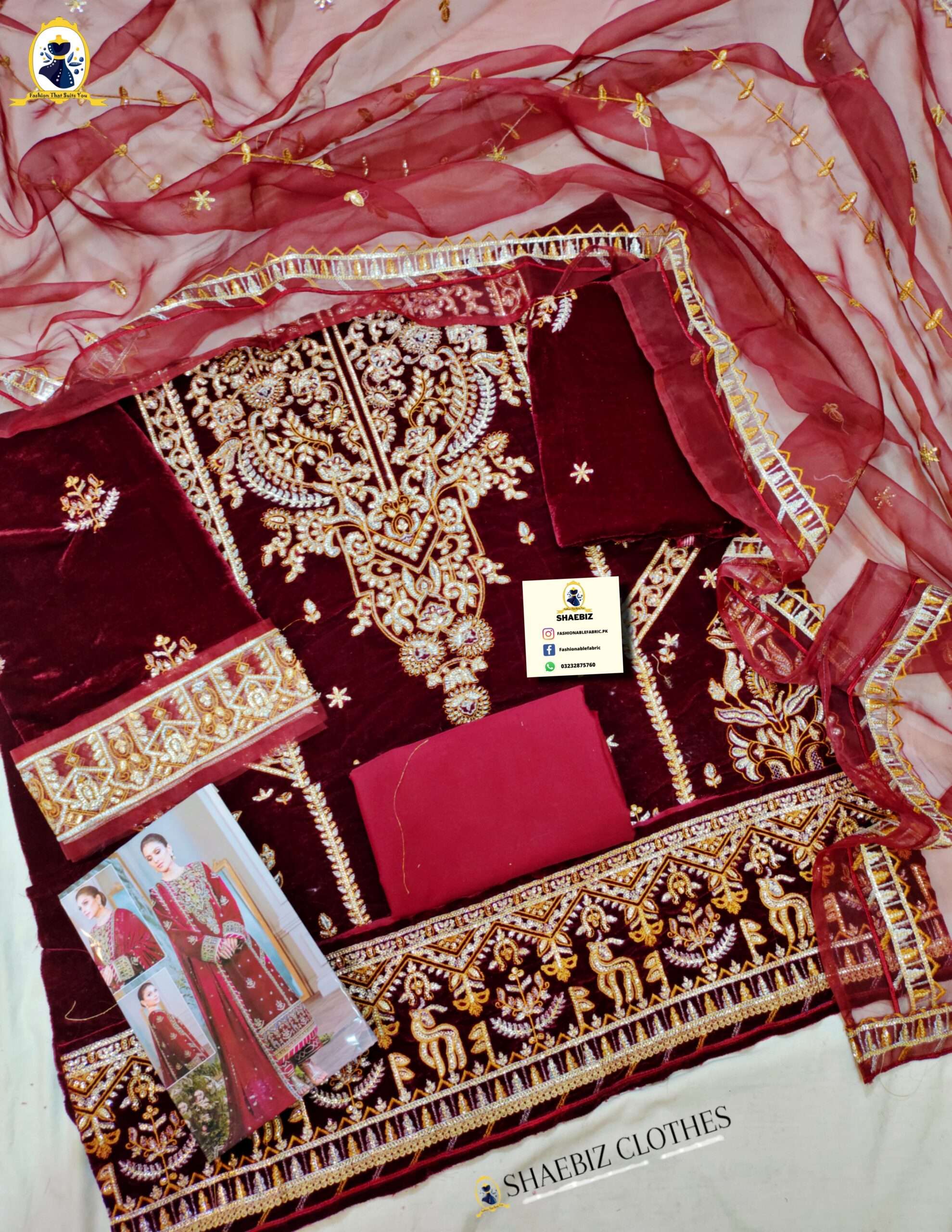 ASIM JOFA LIYANA VELVET WEARING BY AYEZA KHAN | TOP PAKISTANI DRESS BY SHAEBIZ