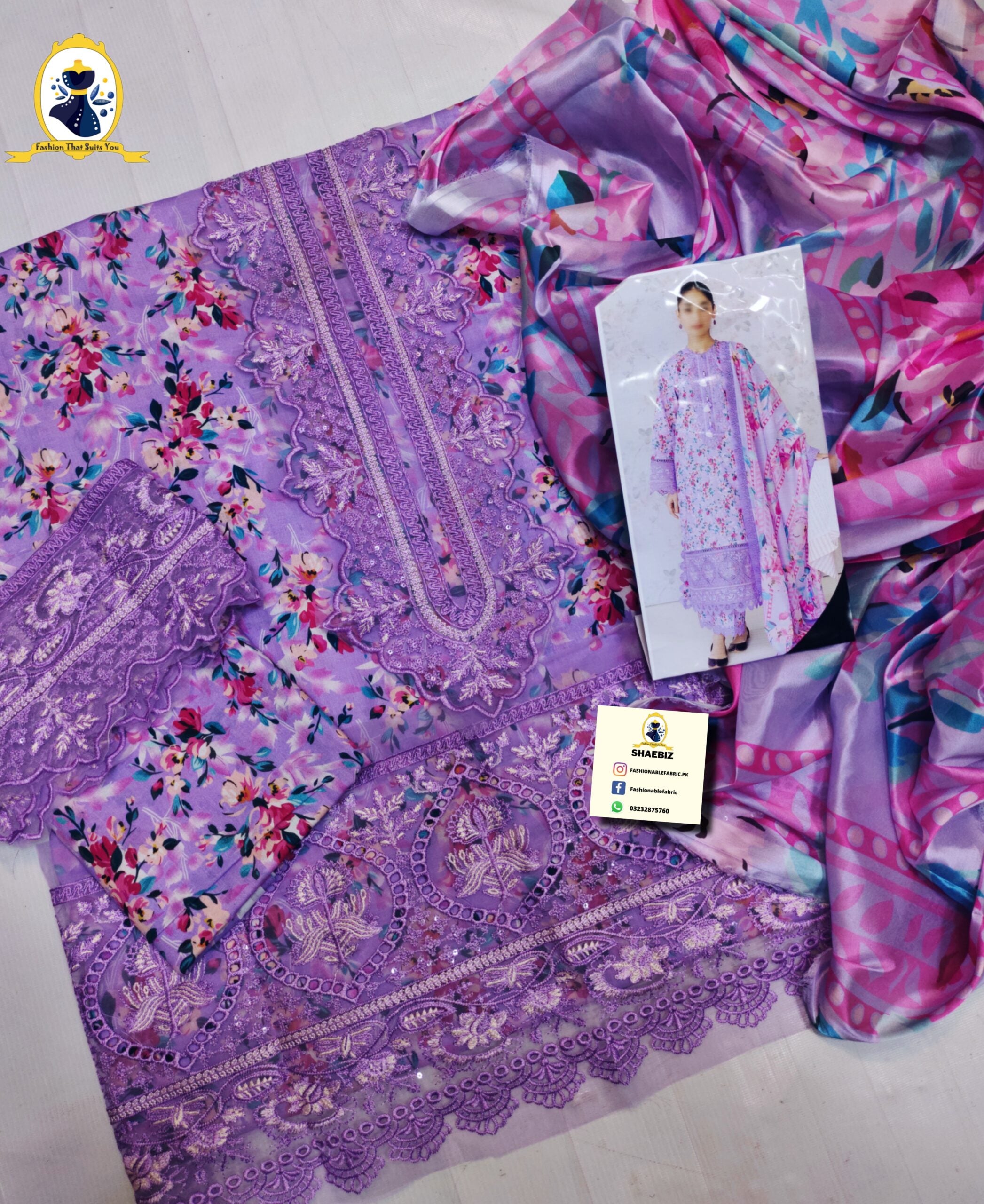 AFROZEH ORCHID TIE TONE| LAWN 2024 PARTY WEAR UNSTITCH COLLECTION| TOP PAKISTANI DRESS BY SHAEBIZ