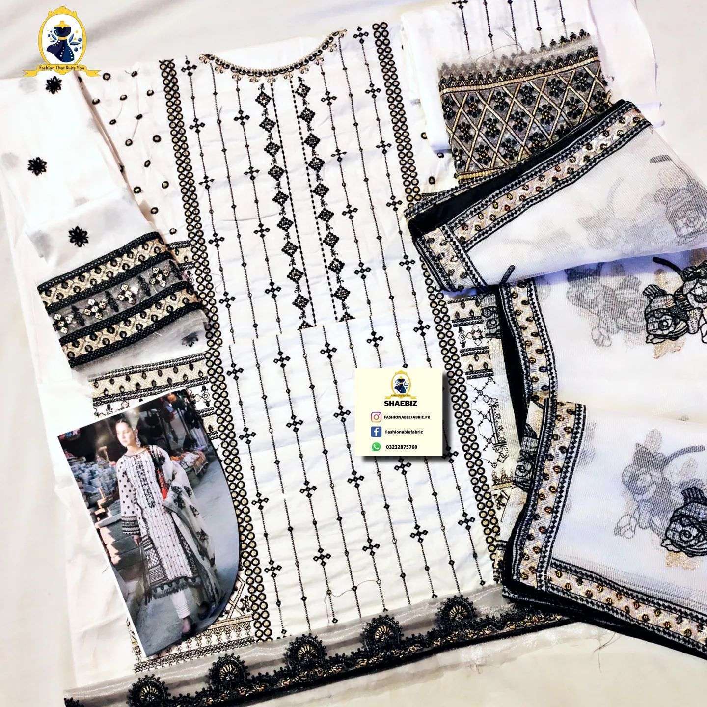 QALAMKAR WHITE WEAR BY HANIA AMIR LAWN (QK-SL22)