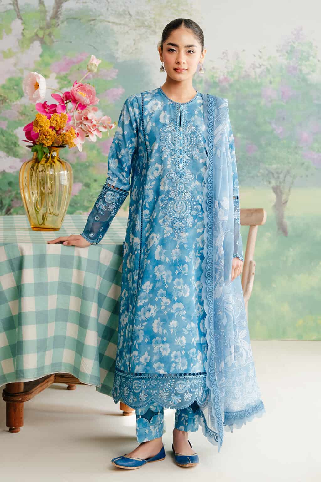 AFROZEH THE FLORAL CHARM | TOP PAKISTANI DRESS BY SHAEBIZ|