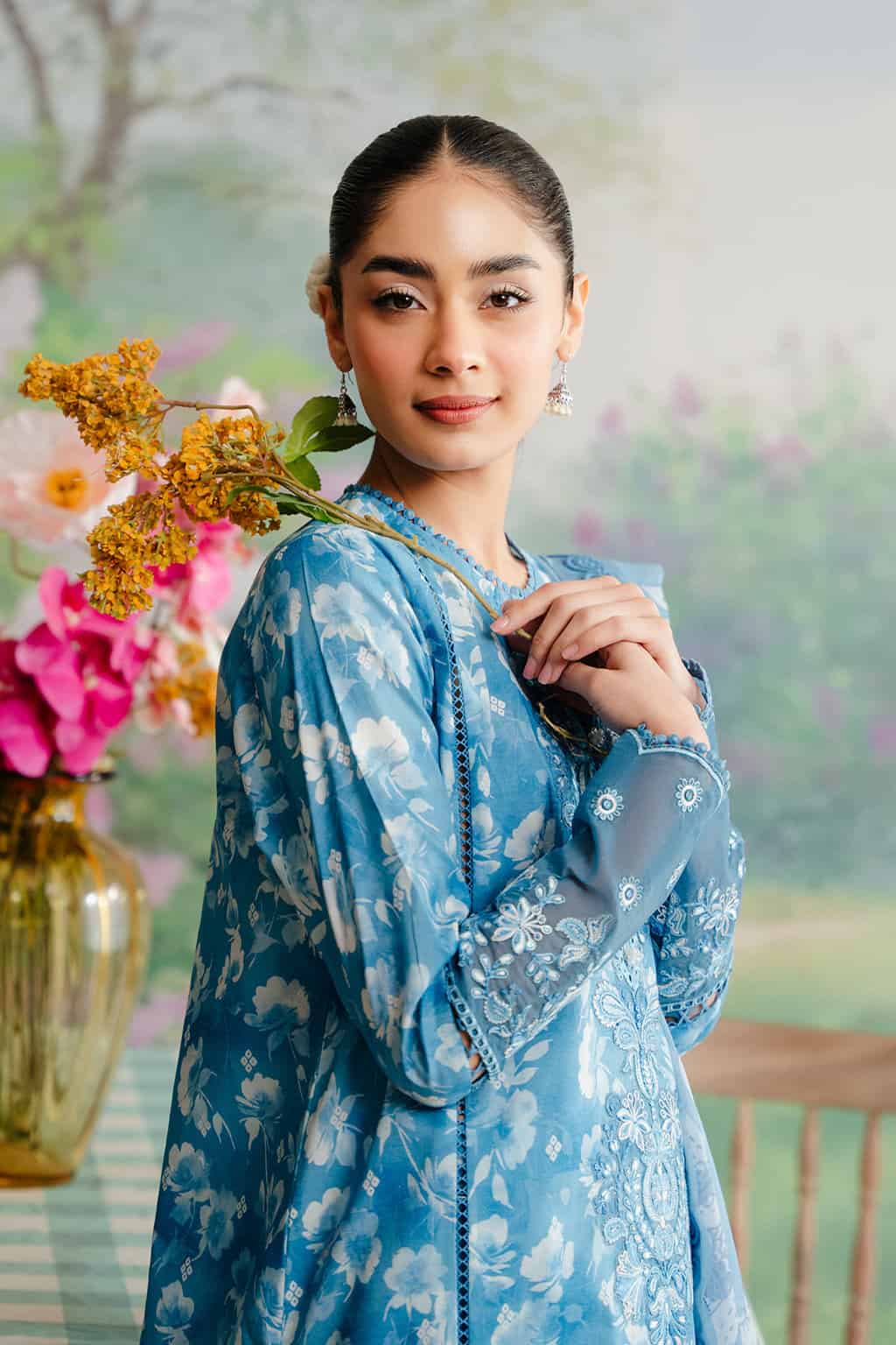 AFROZEH THE FLORAL CHARM | TOP PAKISTANI DRESS BY SHAEBIZ|