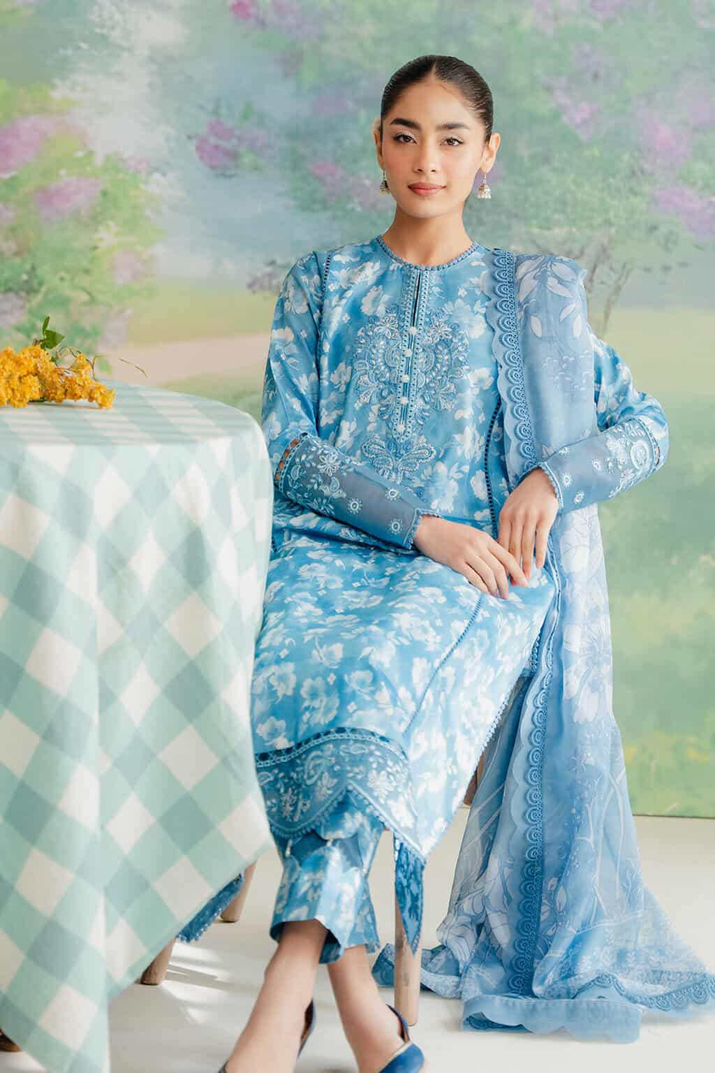 AFROZEH THE FLORAL CHARM | TOP PAKISTANI DRESS BY SHAEBIZ|