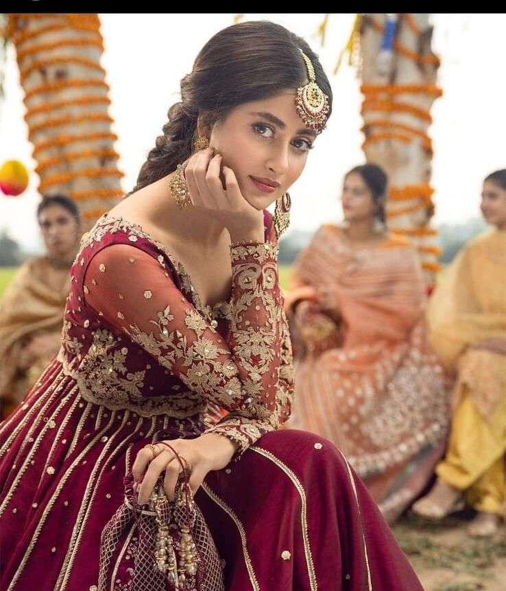 SAJJAL ALY MEHROON MAXI DRESS (SA-SM22)