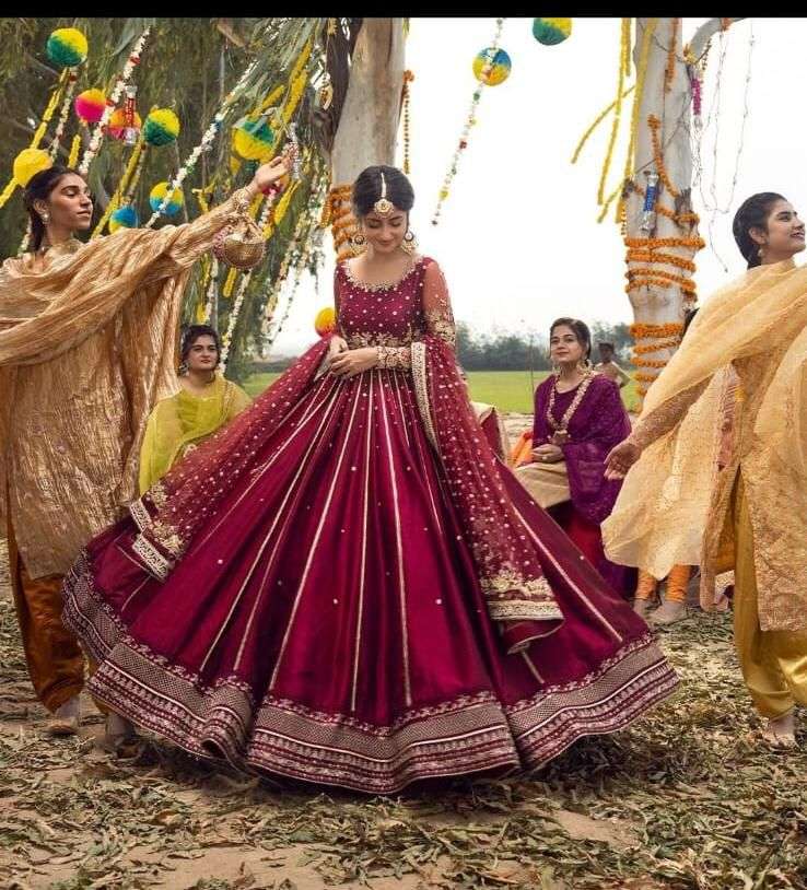 SAJJAL ALY MEHROON MAXI DRESS (SA-SM22)