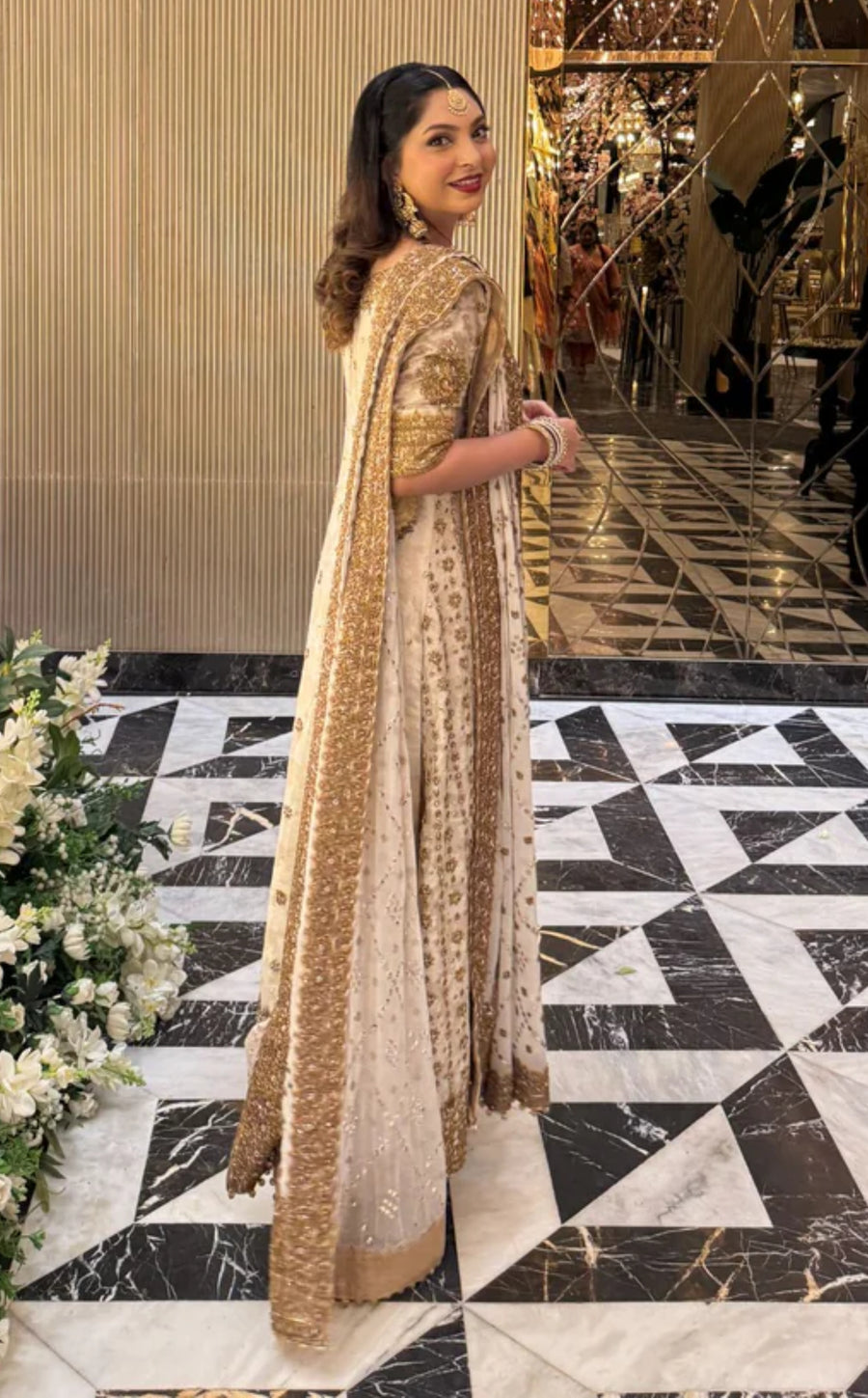 HARIS SHAKEEL WHITE IVORY NIKKAH BRIDAL DRESS| UNSTITCHED MASTER REPLICA WEDDING EDITION| TOP PAKISTANI DRESS BY SHAEBIZ