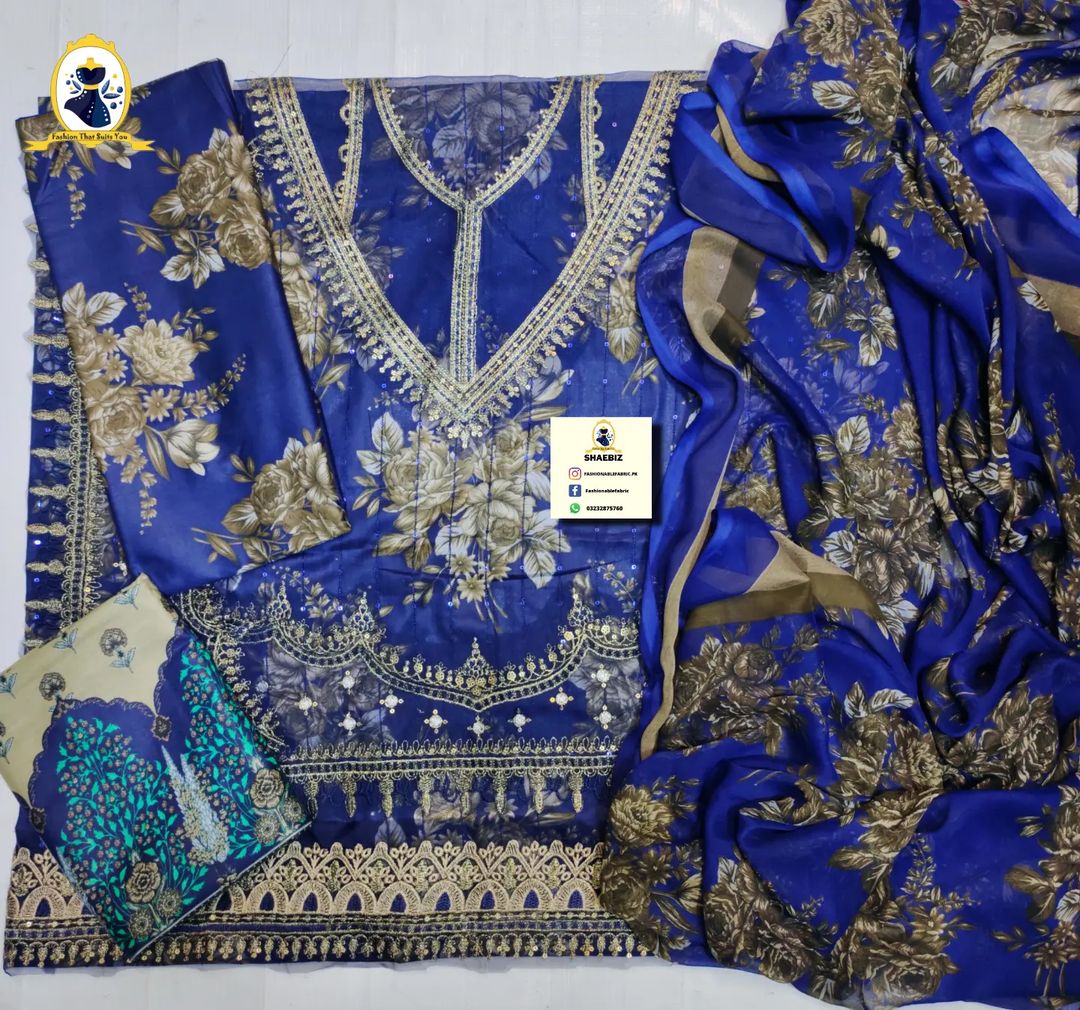 MARIA.B MPRINT BLUE PATTI SUMMER 2024 MASTER REPLICA COLLECTION| TOP PAKISTANI DRESS|BY SHAEBIZ