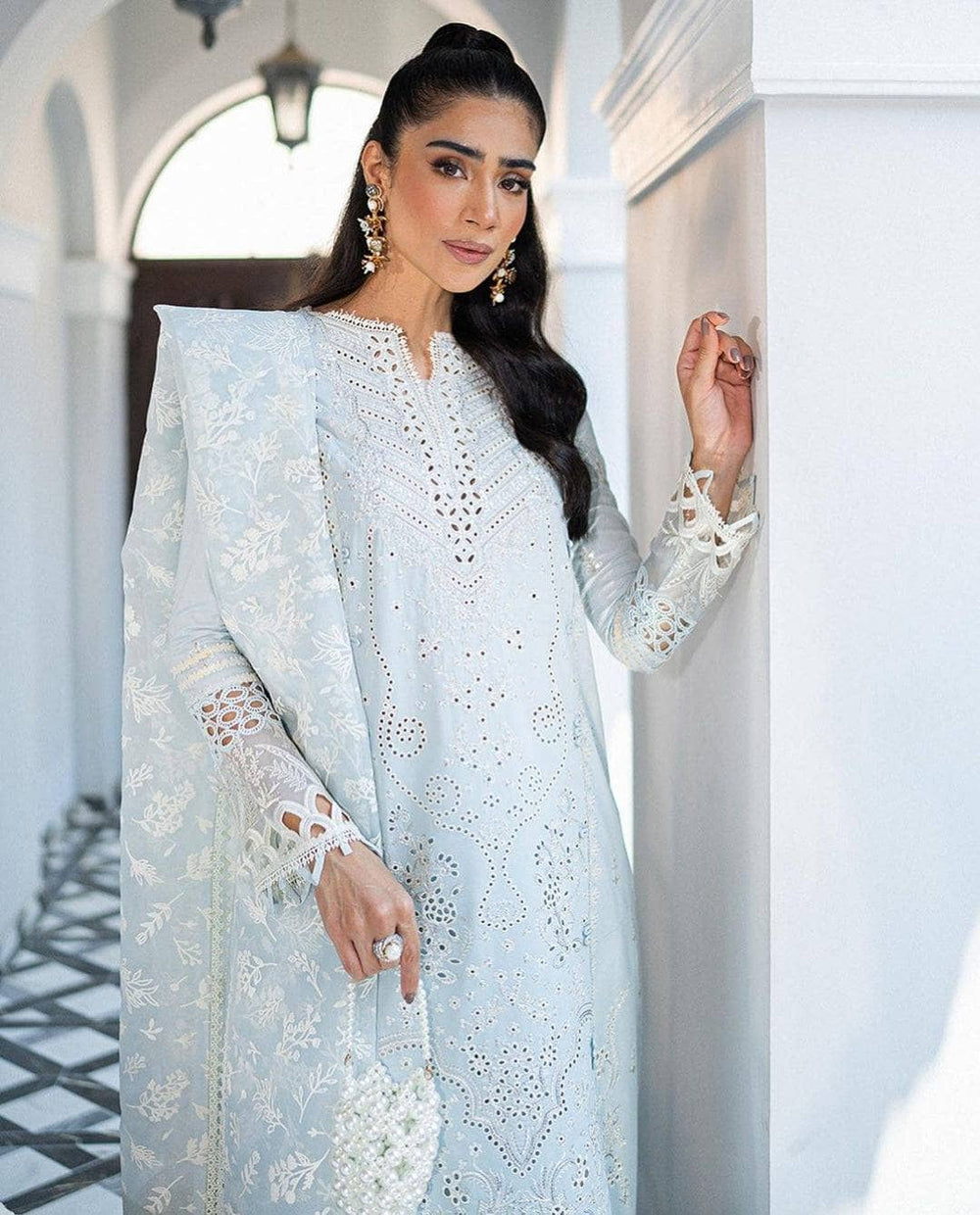 QALAMKAR LUXURY LAWN EMBROIDERED DRESS | UNSTITCHED 3 PC BY SHAEBIZ