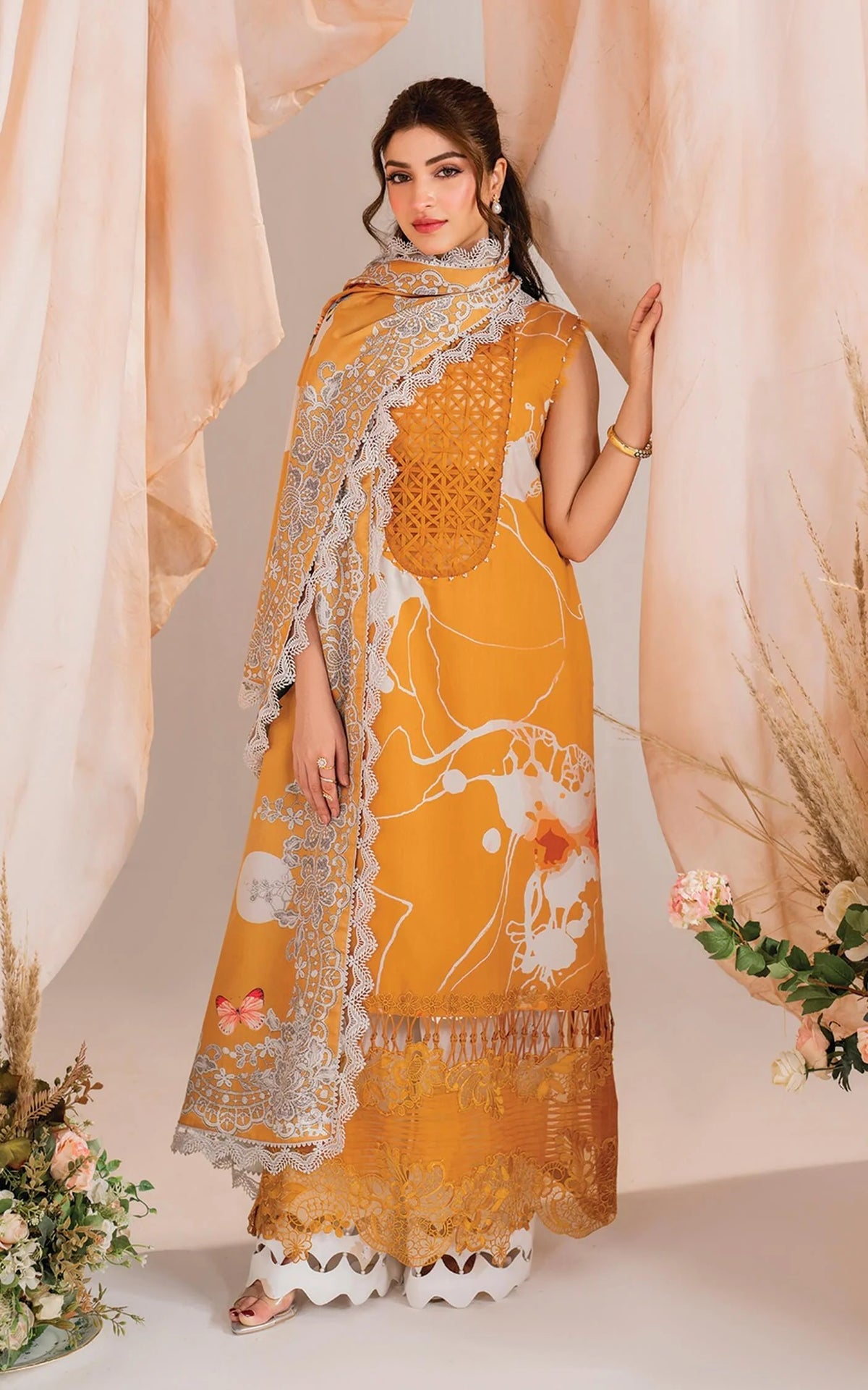MERAKI BY ASIFA AND NABEEL EMBROIDERED LAWN DRESS| LATEST UNSTITCHED COLLECTION BY SHAEBIZ