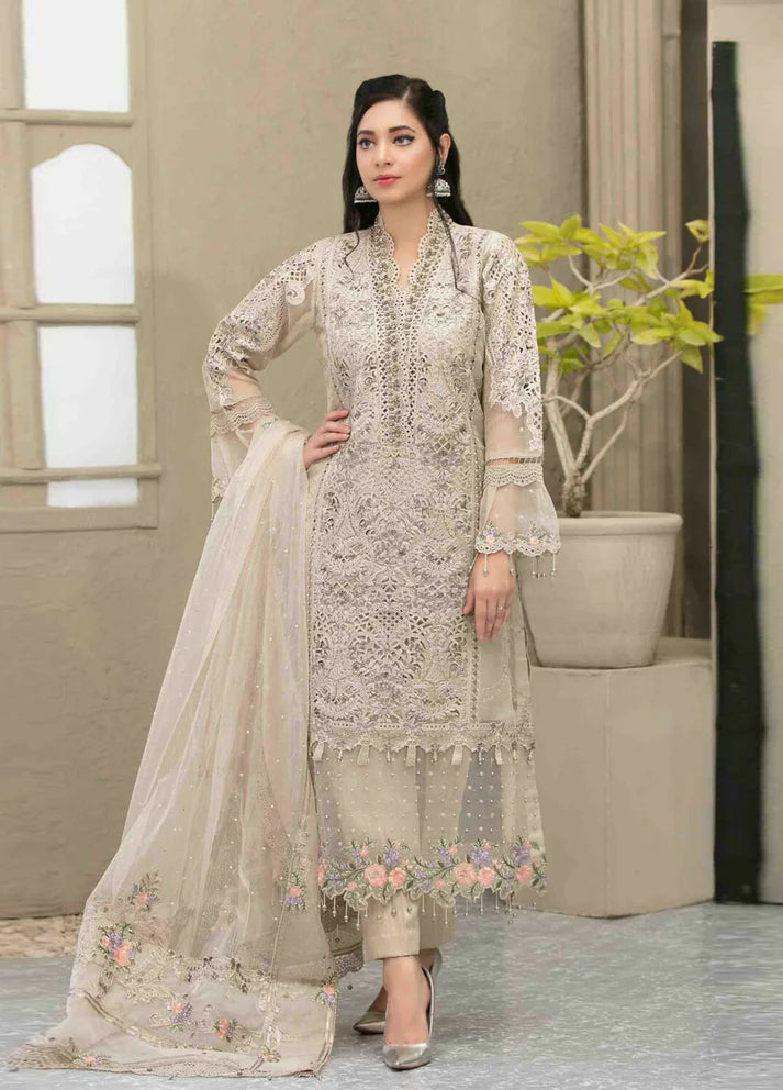 MARIA B LATEST ORGENZA SEMI STITCH| UNSTITCHED 3 PCS BY SHAEBIZ