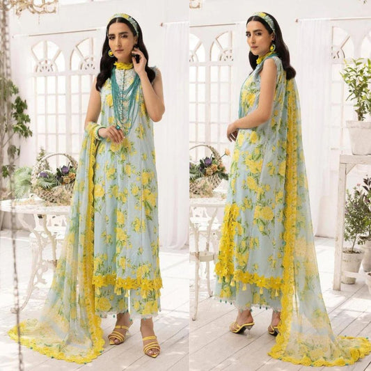 3D LAWN COLLECTION 2024 | YELLOW SUN FLOWER| TOP PAKISTANI DRESS BY SHAEBIZ|