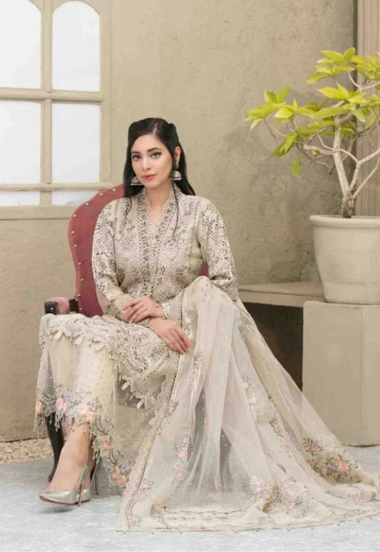 MARIA B LATEST ORGENZA SEMI STITCH| UNSTITCHED 3 PCS BY SHAEBIZ