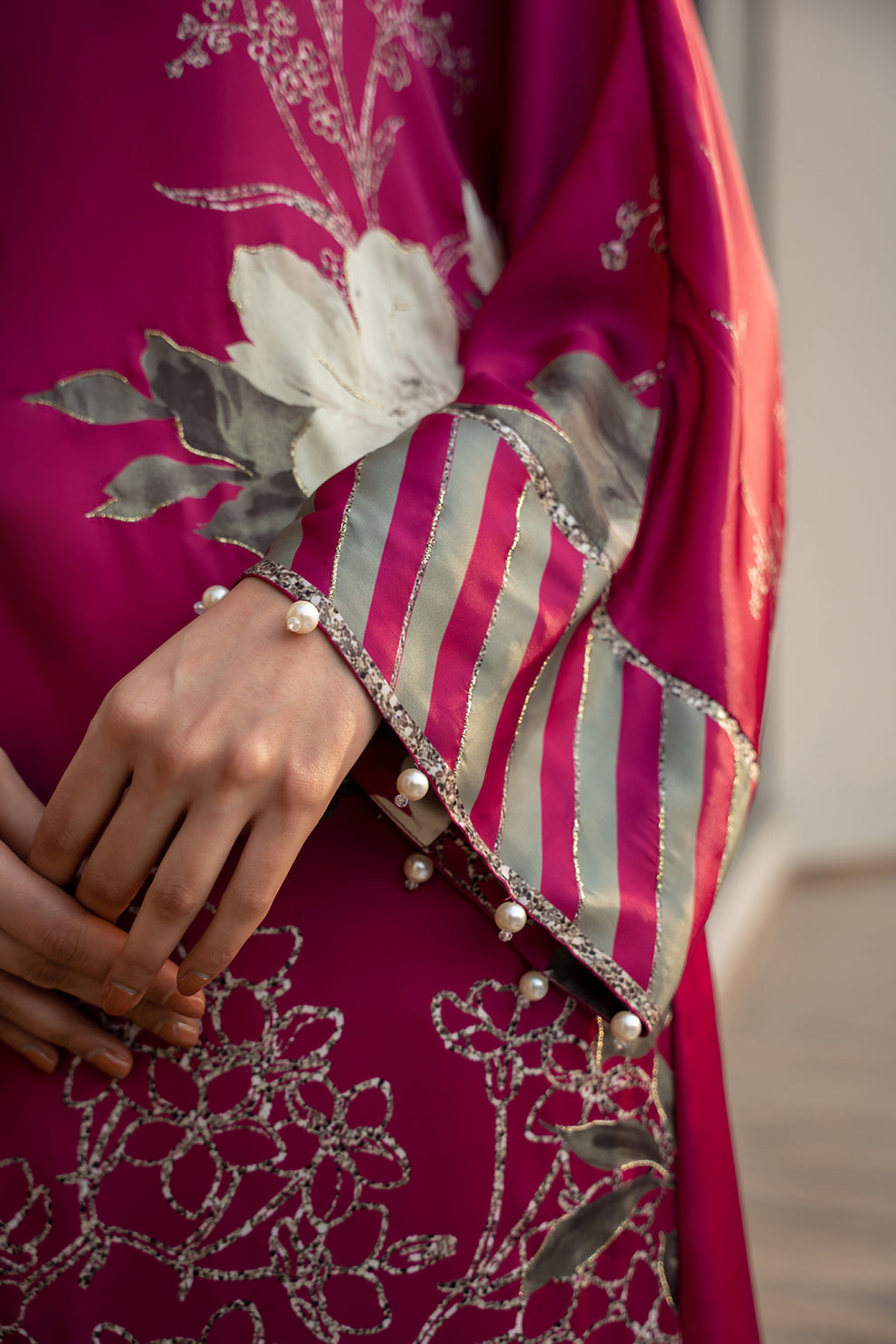 LULUSAR PINK DIGITAL PRINT SILK COLLECTION| TOP PAKISTANI DRESS BY SHAEBIZ