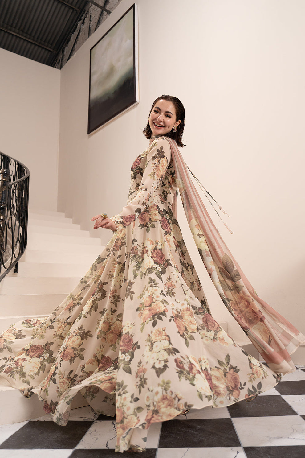 LULUSAR SILK DIGITAL PRINT| UNSTITCHED 3 PC FORMAL WEAR|HANIA AMIR |TOP PAKISTANI DRESS BY SHAEBIZ