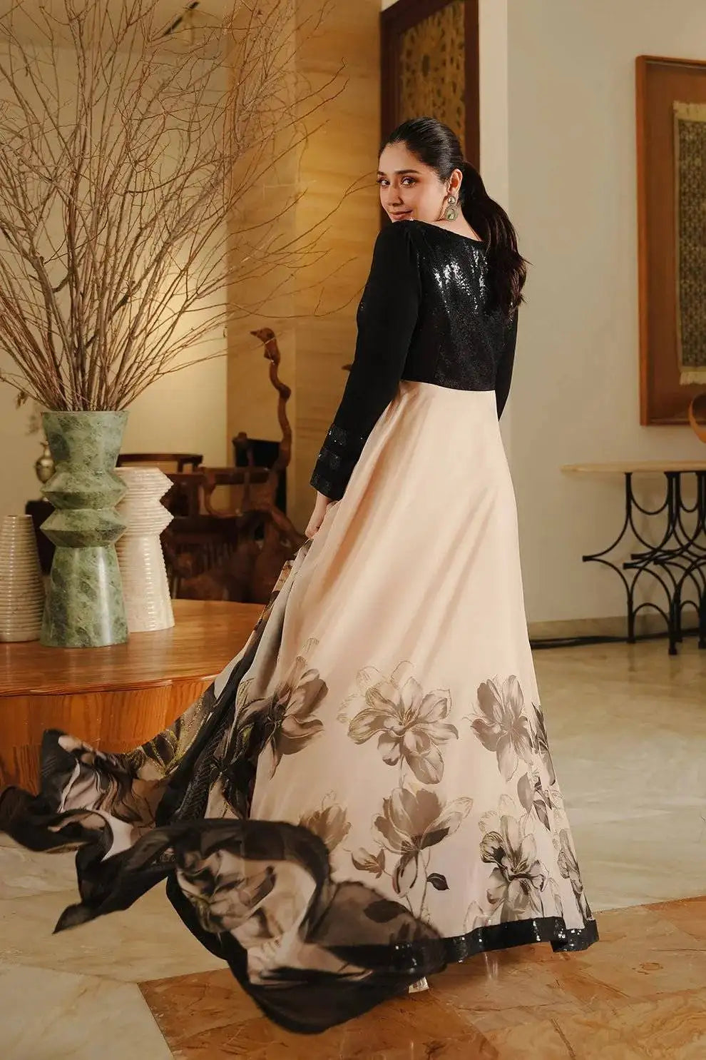 LULUSAR FARAIL COFFEE FLOWERS LUXURY CHIFFON COLLECTION| LATEST PARTY WEAR BY SHAEBIZ