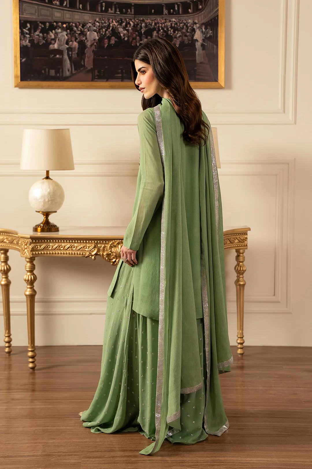 LULUSAR PISTACHIO CHIFFON DRESS| UNSTITCHED 3 PIECES BY SHAEBIZ