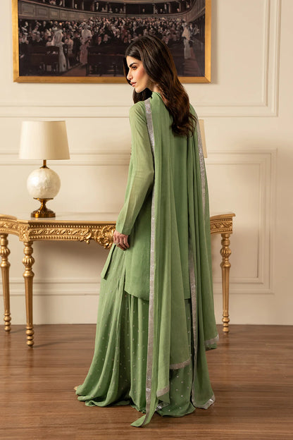 LULUSAR PISTACHIO CHIFFON DRESS| UNSTITCHED 3 PIECES BY SHAEBIZ