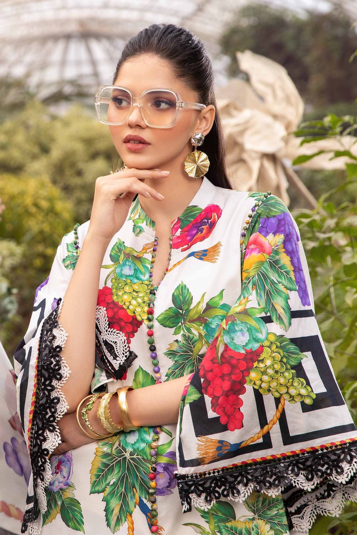 MARIA B MPRINT LATEST SUMMER EID COLLECTION 2024|WHITE FRUITY |TOP PAKISTANI DRESS BY SHAEBIZ