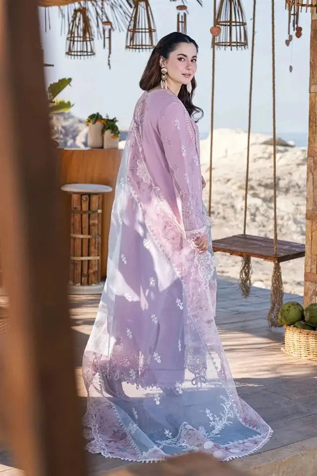 SAHIL KINARE BY QALAMKAR| HANIA AMIR | EMBROIDERED LAWN DRESS BY SHAEBIZ
