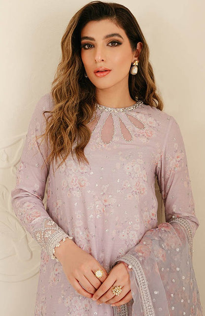 CROSS STITCH LILAC SWISS LAWN| TOP PAKISTANI DRESS BY SHAEBIZ|