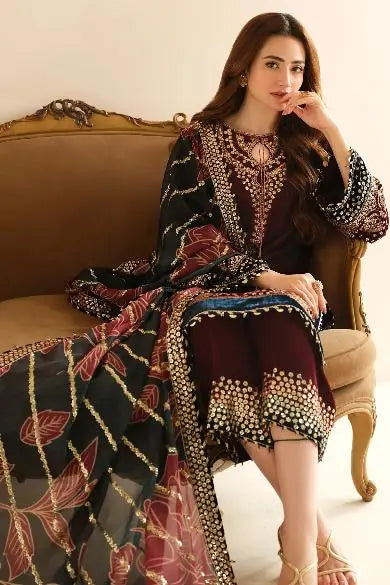 JAZMIN MICRO 9000VELVET COLLECTION| WEARING BY SANA JAVED| TOP PAKISTANI DRESS BY SHAEBIZ