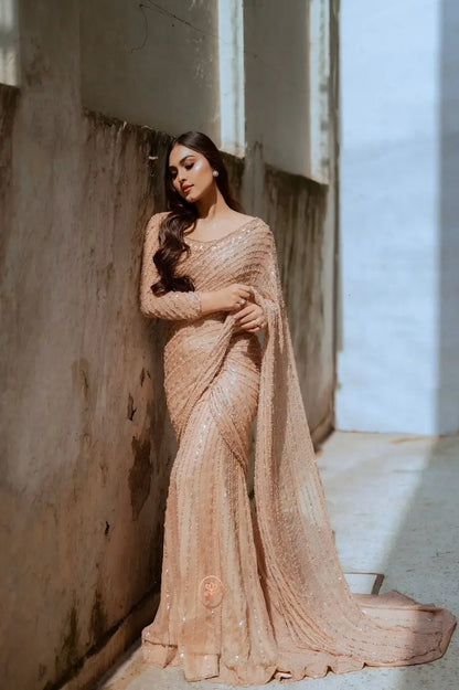 AROOB JATOI LUXURY CHIFFON SKIN SAREE| UNSTITCHED WEDDING COLLECTION| TOP PAKISTANI DRESS BY SHAEBIZ