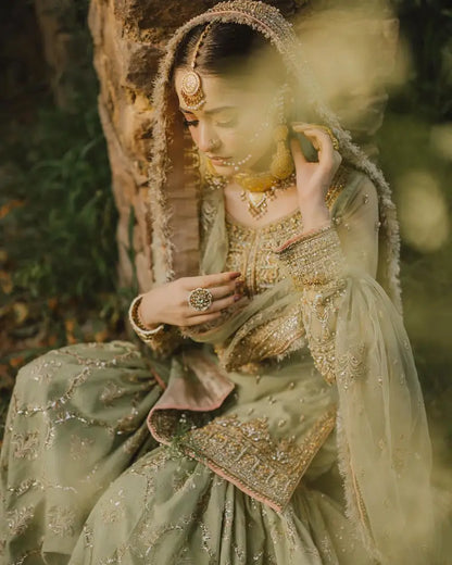 MAHA WAJAHAT CHIFFON GHARARA| UNSTITCHED WEDDING EDITION| TOP PAKISTANI DRESS BY SHAEBIZ