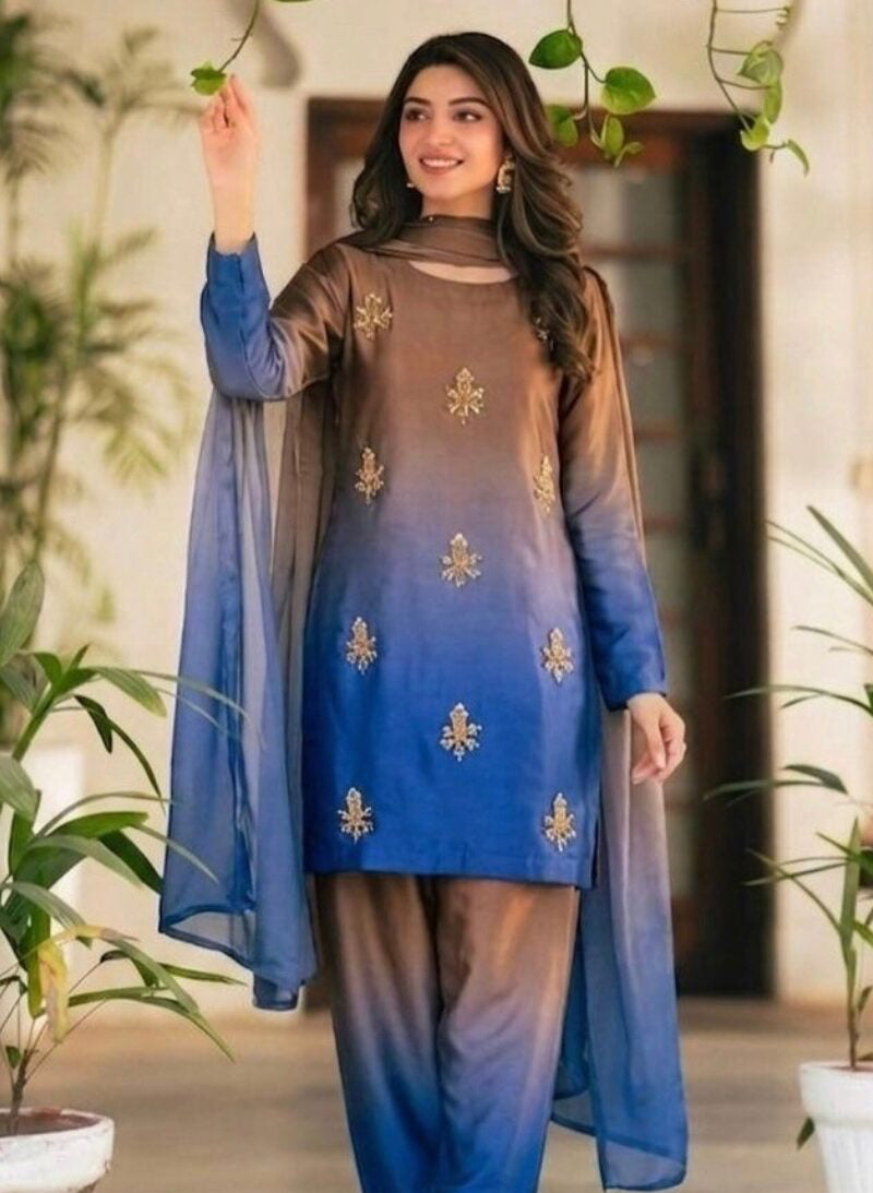 SHAEBIZ PRESENTING LUXURY TIE N DYE SILK COLLECTION| UNSTITCHED 3 PCS BY SHAEBIZ