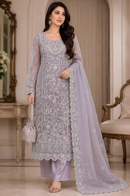 SHAEBIZ MAUVE ORGENZA COLLECTION| UNSTITCHED 3 PCS BY SHAEBIZ