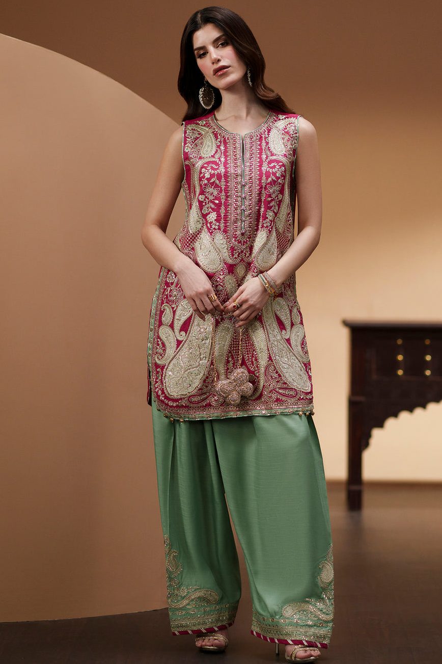 ETHNIC EMBROIDERED RAW SILK COLLECTION| UNSTITCHED 3 PCS BY SHAEBIZ