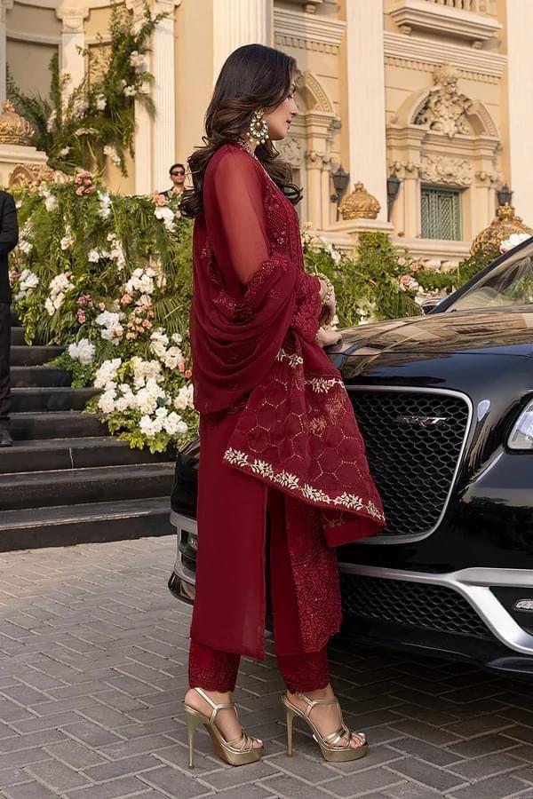 AZURE CHIFFON EMBROIDERED PARTY WEAR| UNSTITCHED MASTER REPLICA| TOP PAKISTANI DRESS BY SHAEBIZ
