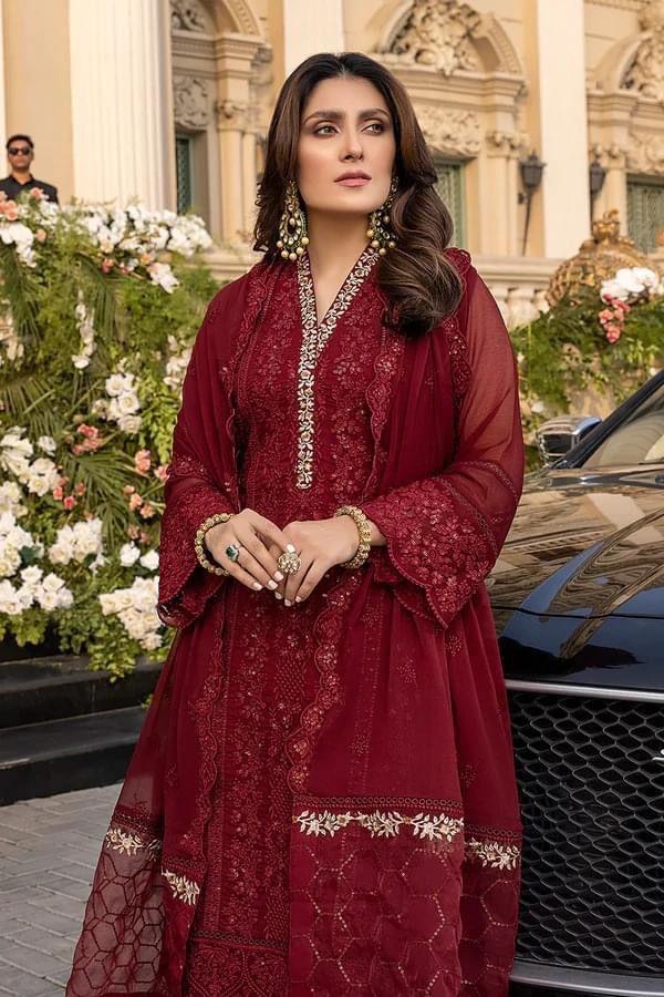AZURE CHIFFON EMBROIDERED PARTY WEAR| UNSTITCHED MASTER REPLICA| TOP PAKISTANI DRESS BY SHAEBIZ