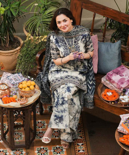SAPPHIRE BLUE TIE-DYE TIDE LUXURY LAWN WITH CHIFFON DUPATTA COLLECTION| HANIA AMIR | TOP PAKISTANI DRESS BY SHAEBIZ