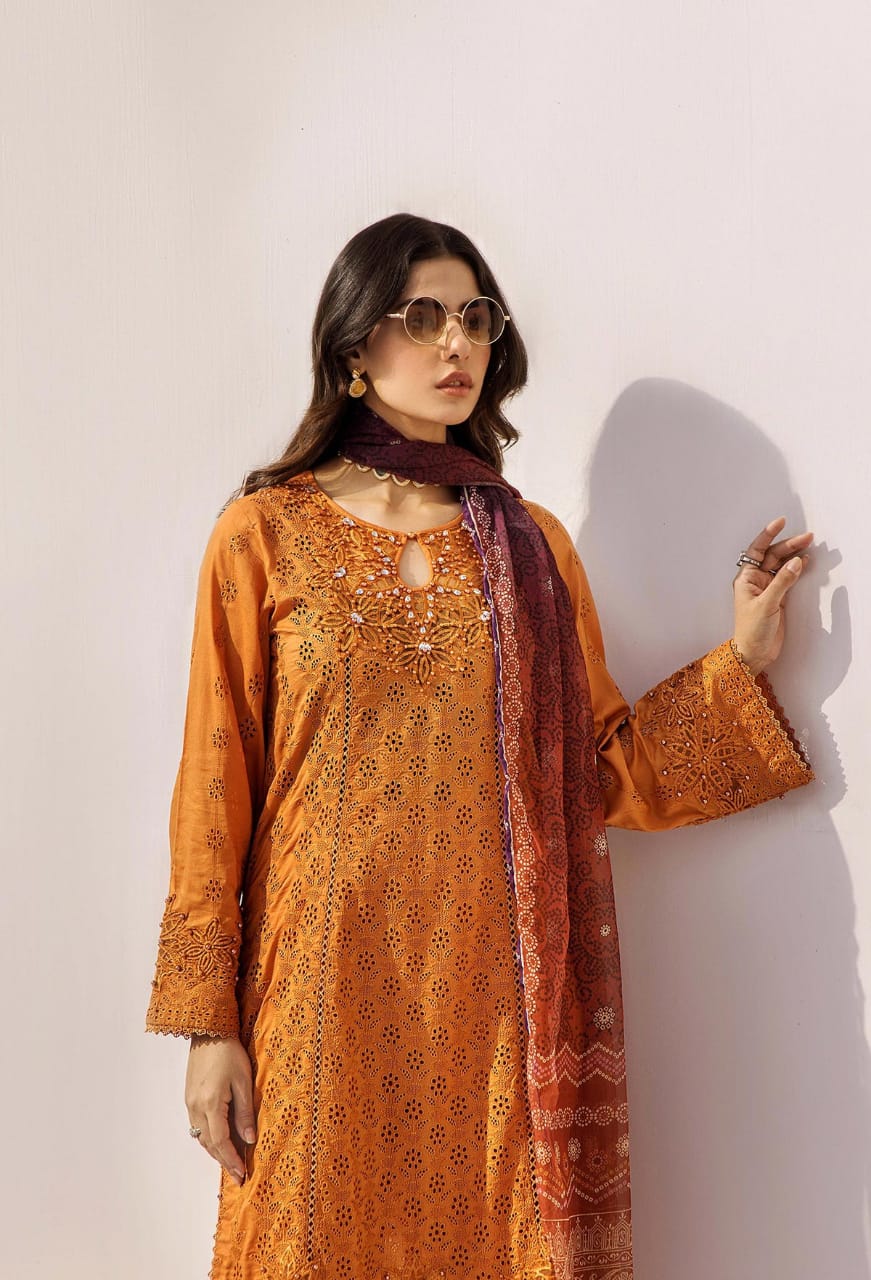 ADAN LIBAS LUXURY LAWN COLLECTION| RUST CHICKEN KARI| TOP PAKISTANI DRESS BY SHAEBIZ