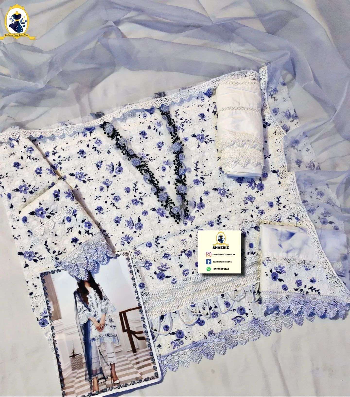 FARIDA HASAN LAWN CHICKENKARI LUXURY DRESS(FH-SC22)