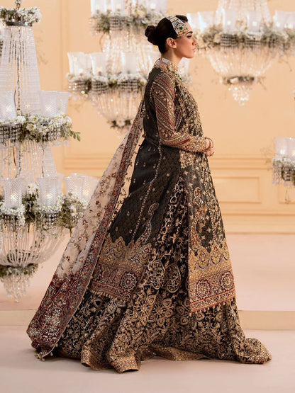 AIK ATELIER BLACK LUXURY LUXURY ORGENZA BRIDAL DRESS | UNSTITCHED LATEST BRIDAL COLLECTION BY SHAEBIZ