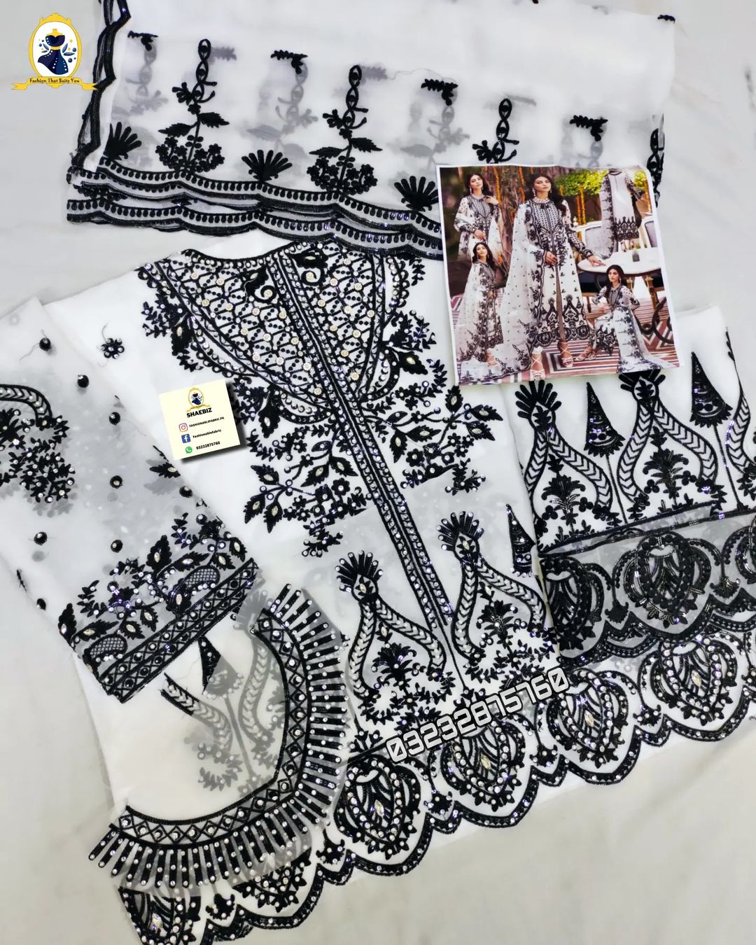 AKBAR ASLAM | WHITE PARTY WEAR CHIFFON COLLECTION | BY SHAEBIZ